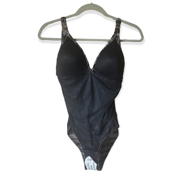 New NIP TUCK Swim One Piece Swimsuit Savannah Stripe Shirley 1P US 6 Black Brown - Picture 4 of 11